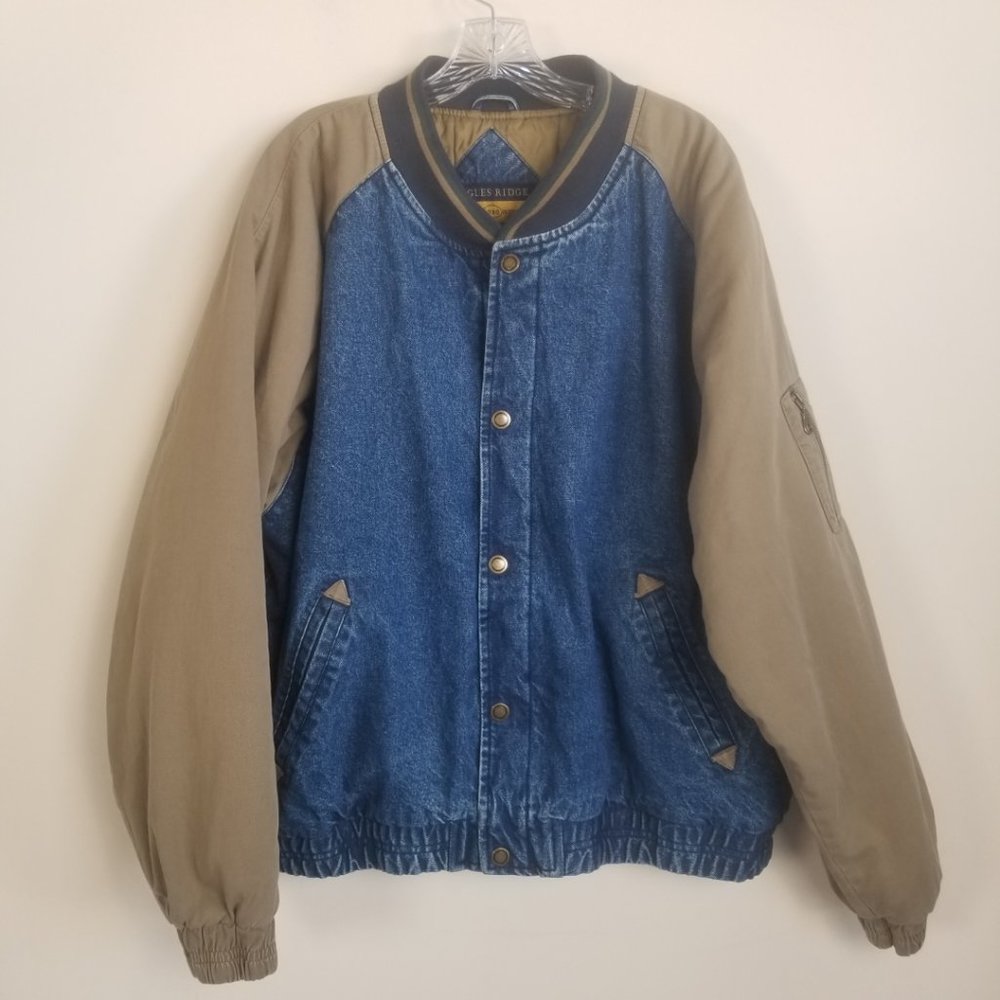 Vintage Eagles Ridge Denim Bomber Jacket Size XL